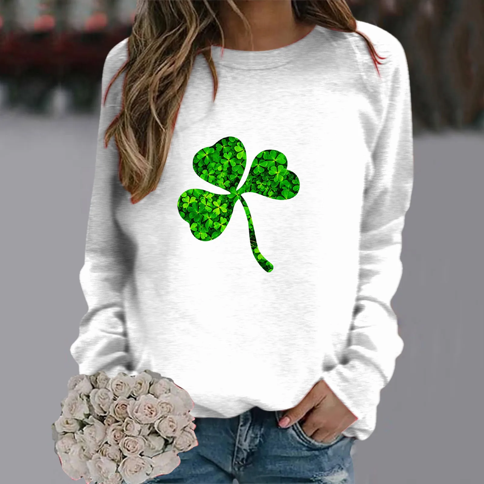 

Spring Oversized Sweatshirt For Women Womens Autumn Winter Casual St. Patrick's Day Print Hoodie Sweatshirt Long Sleeve Pullover
