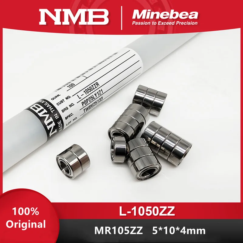 Original Minebea NMB bearing L-1050ZZ 5*10*4mm MR105ZZ miniature ball bearing 1050 MR105 5x10x4 mm