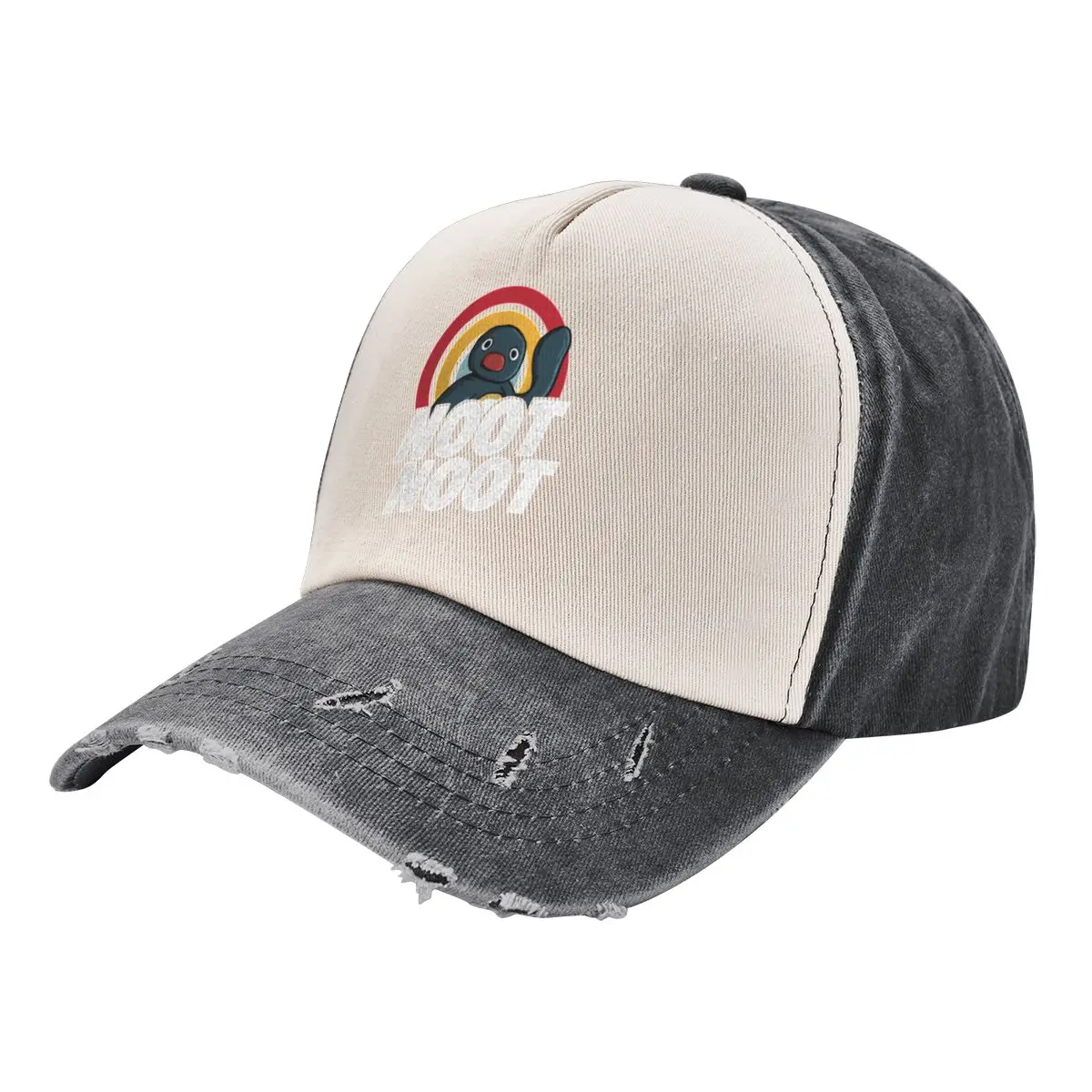 

Noot Noot Funny Penguin Vintage Rainbow Distressed Baseball Cap New In The Hat Icon Mens Hats Women's
