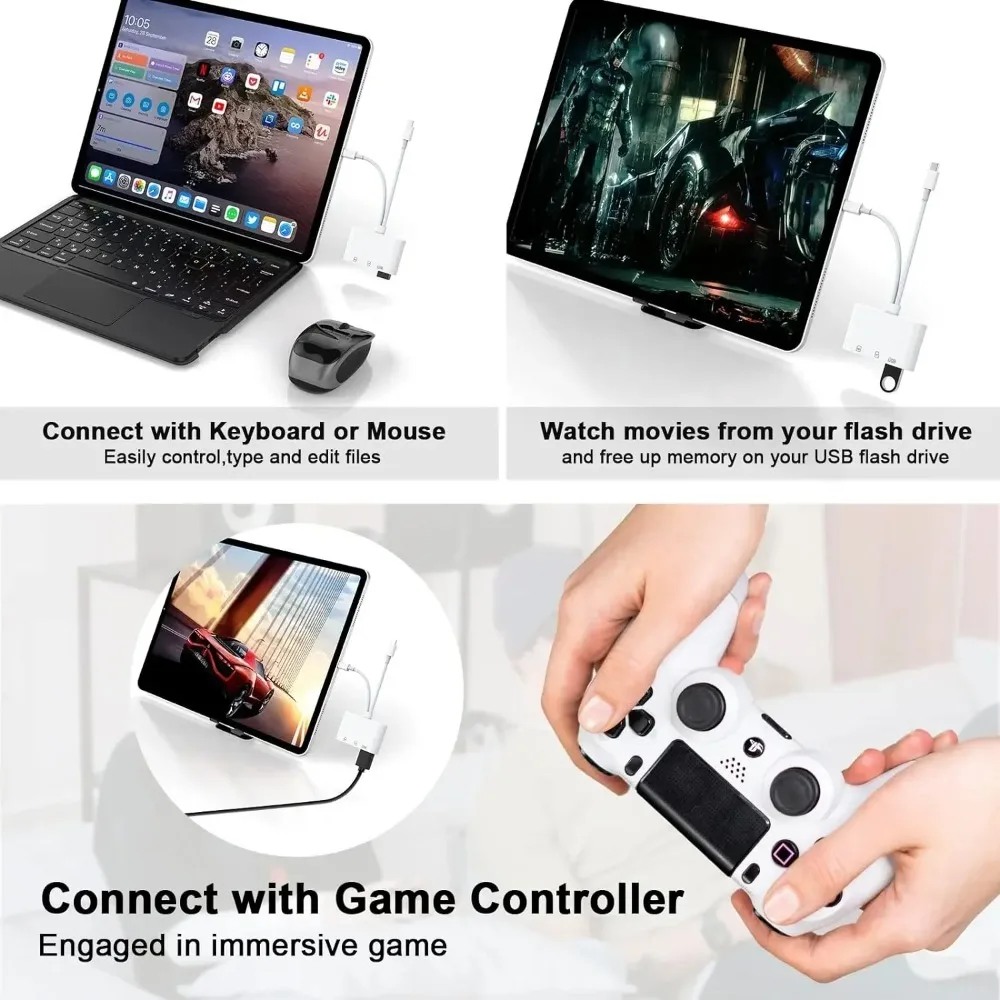 5 in 1 SD 카드 리더 라이트닝/타입 C to USB 3.0/SD/TF 카드 어댑터 메모리 카드 리더 (아이폰, 아이패드, 맥북, 삼성, 안드로이드용)