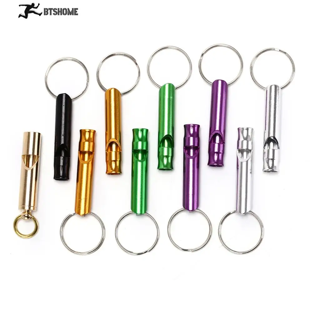 

10pcs aluminum alloy whistle key ring keychain outdoor survival camping Random Color