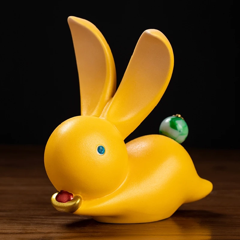0030 Cute Handmade Ceramic Rabbit Desktop Decoration Room Decorations Mascot New Year Gift Birthday Gift Kiln Pottery