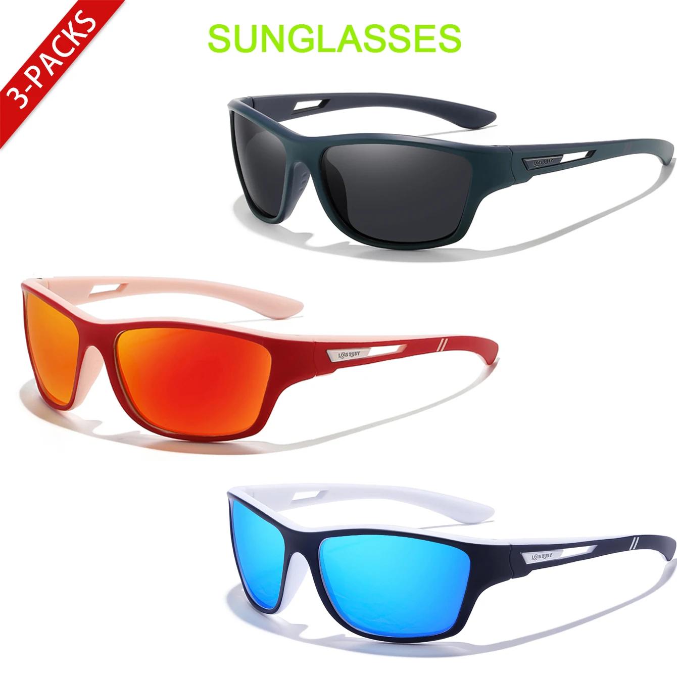 3 Pairs Polarized Cycling Sunglasses UV400