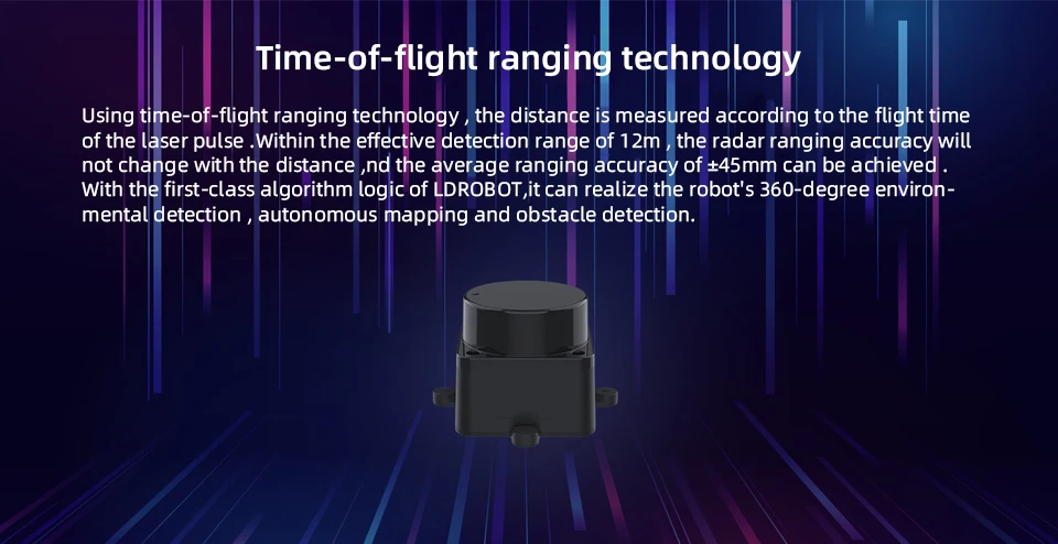 D300 DTOF LiDAR LD19P laser Radar Lidar Scanner 360° Ranging frequency 4500Hz Re