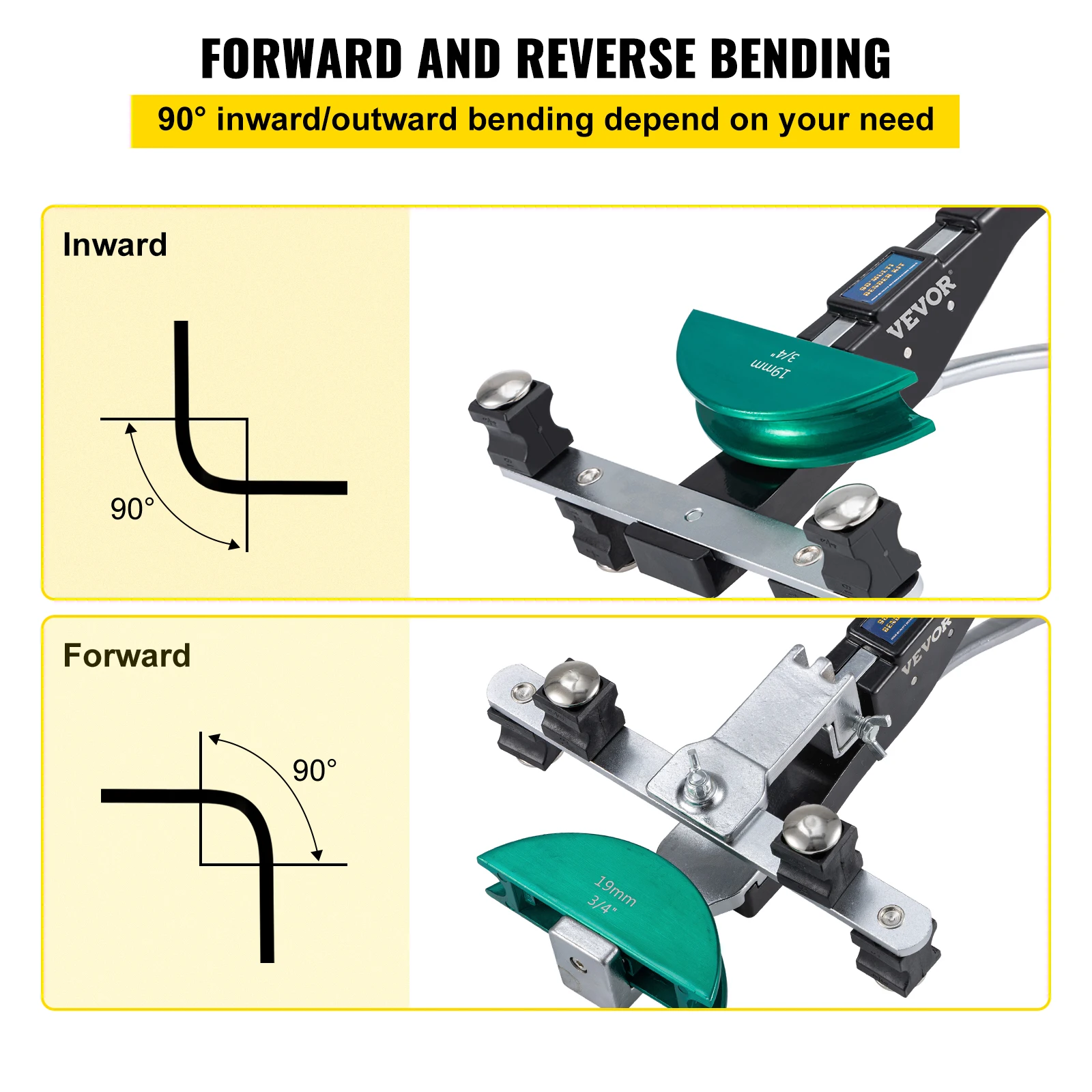 Tube Bender VEVOR HVAC Refrigeration Manual Copper Ratcheting Pipe Bender Kit with 7 Dies 8-22mm 90&deg;