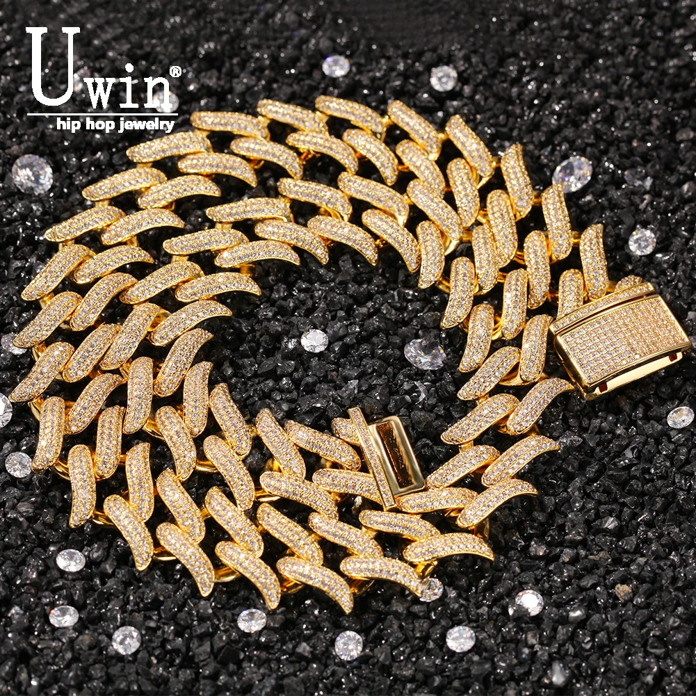 

Uwin 20mm Thorns Cuban Link Chain Iced Out Cubic Zirconia Necklaces For Women Fashion Personalized Hiphop Jewelry Gifts