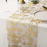 Sparkle Metallic Gold Table Runner Gold/Silver Sequin Glitter Metallic Foil Mesh Roll Party Wedding Birthday Table Decoration 4