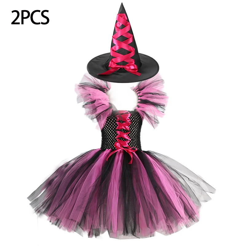 thumbnail image 1 of Disfraz de bruja morada para niñas, vestido de malla con cola, disfraz de Maléfica de lujo para niñas, fiesta de Halloween, ropa de cosplay de Disney para niños de 2 a 12 años, 1 of 5
