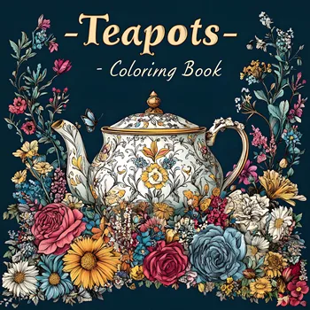Teiere Libro da colorare 24 pagine Arte Libro illustrato per adulti Regalo per la festa di compleanno Allevia lo stress Kill Time Graffiti Pittura Disegno 1