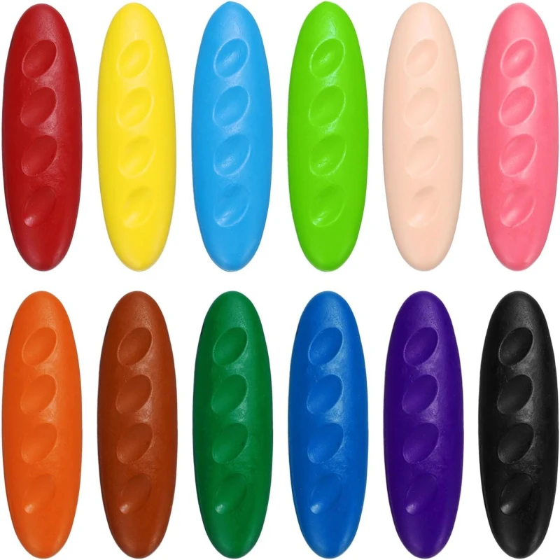 1 Pack 12 Color Washable Toddler Crayons Non-Toxic Baby Crayons Peanut Crayons Gift for Kids Back to School Office Stationery colored crayons,children painting supplies