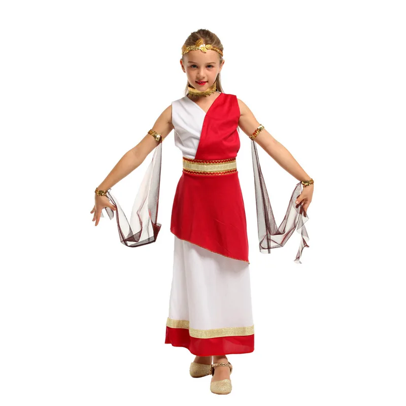 

Cosplay Athena Dress Girl Halloween Costume for Kids Ancient Greek Goddess Children Egyptian King Queen Pharaoh Roman Aladdin