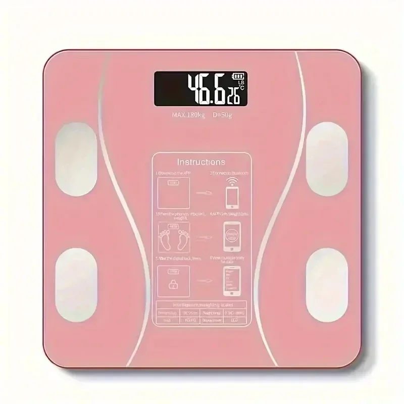 Intelligent Bluetooth Electronic Weighing Scale Percentage Wireless Digital Bathroom Scale 1pc Accurately Measures Body Fat. 2