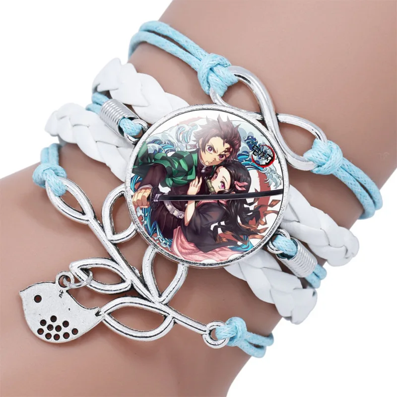 thumbnail image 1 of Pulsera de Demon Slayer para mujer, pulsera con dijes, Kimetsu No Yaiba, Kamado, Tanjirou, Cosplay, joyería de Anime de cuero de dibujos animados, 1 of 5