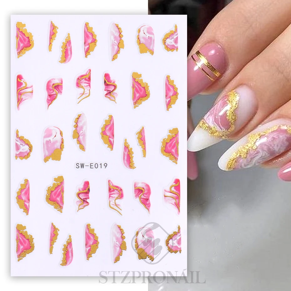 Pink and Gold Foil Nails