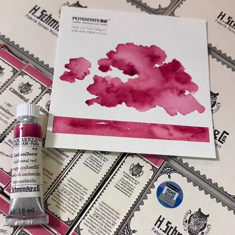 Schmincke Vintage Watercolor Paint Limited Edition 337 Cochenillerot Red 1ml/2ml Split 15ml Tin Tube Packaging