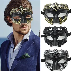 Roman Style Men Face Masks Cosplay Mardi Gras Half Face Covering Easter Christmas Masquerade Party Accessory Masks Prop Gift