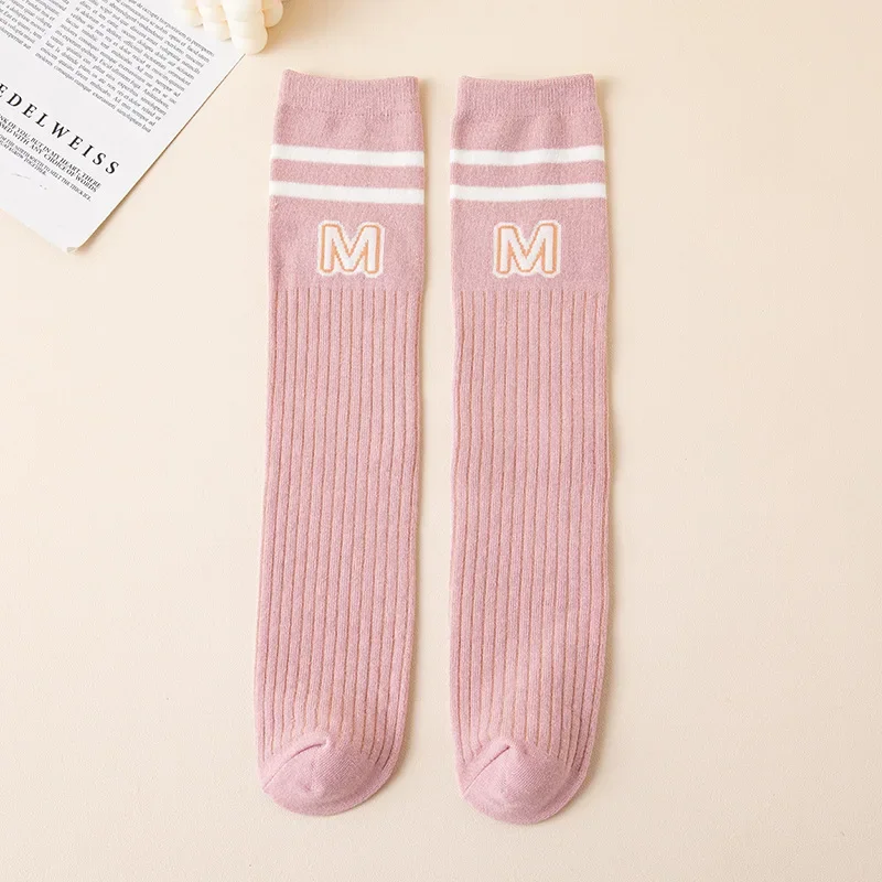 Children Socks Fashion Letter M Knee High Sock for Toddler Stocking Spring Autumn Cotton Soft