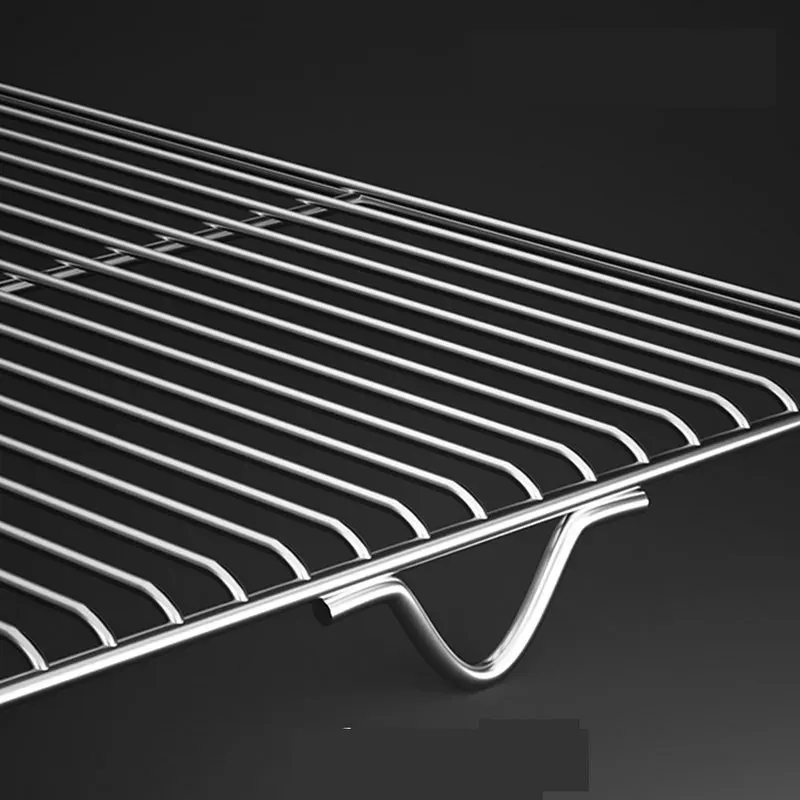 BBQ Net Food Grade 304 Stainless 40-100CM BIG Rectangle BBQ Grate Barbecue Grill Wire Grid Mesh Net With 2CM Feet For Water Oil Draining