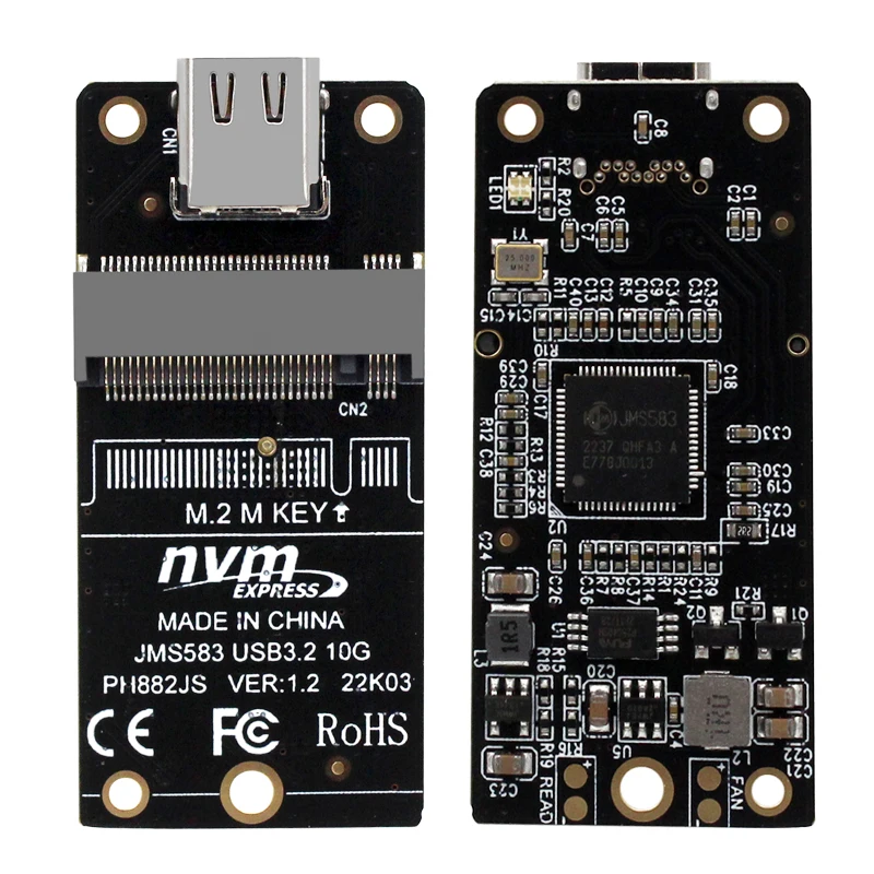 High-Speed NVMe to USB-C 3.1 Adapter with JMS583 Chip