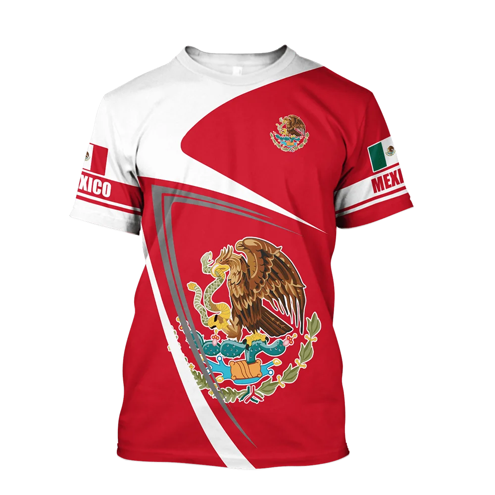 

Футболка мужская с мексиканским флагом, Модный пуловер с 3D-принтом флага Мексики и гербом, свободный винтажный топ с круглым вырезом, большие размеры