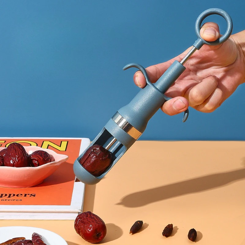 Creative Red Date Pitting Device Kitchen Gadget Fruit Pit Separator Manual Push Type Quick Core Remover Kitchen Accessories