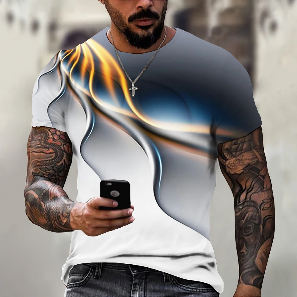 Short Sleeve Men's T-shirts | 3d Neck Black White Stripes