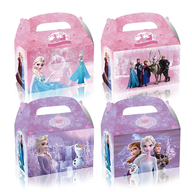 thumbnail image 1 of 4/16 piezas Caja de regalo de papel de Frozen Decoraciones para fiestas infantiles Baby Shower Cajas de dulces de papel de la Reina de las Nieves Suministros para fiestas de cumpleaños de niñas, 1 of 5