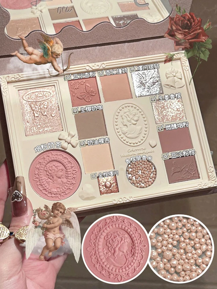 Colorrose Relief Eyeshadow Plate Multifunzione Highlight Blush Makeup Palette Makeup Brown Milk Tea New Niche Female