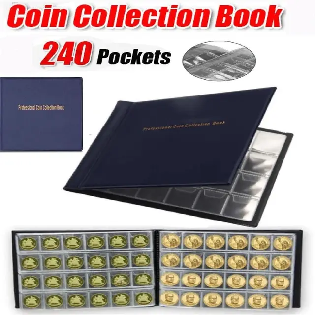 Album de collection de pièces de monnaie en PVC, porte-monnaie, cadeaux de détectée y, livre de collection Liberty, 240 pocommuniste, 10 1