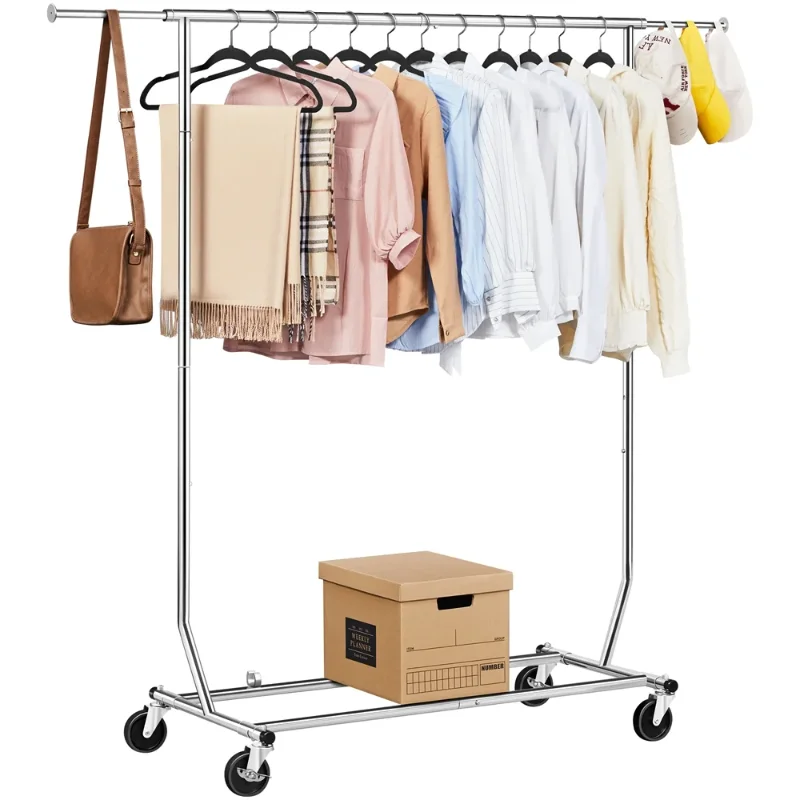 Heavy Duty Adjustable Collapsible Garment Rack, Stainless Steel, Chrome 1