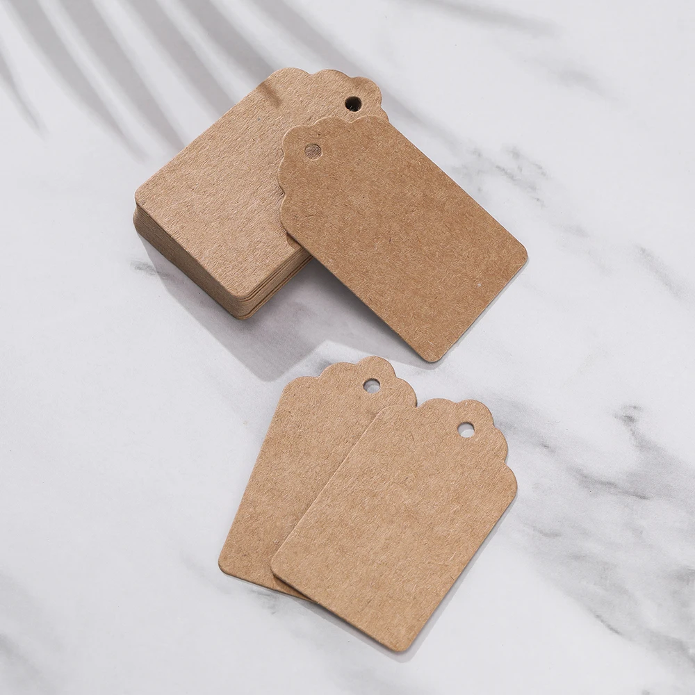 100pcs/lot 5*3cm Packaging Label Brown Kraft /black/white Paper Tags DIY Jewelry Label Wedding Gift Decorating Tag