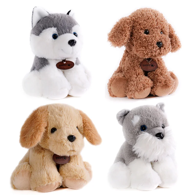 Simulation Kawaii Plush Teddy Dog Husky Schnauzer Golden Retriever Toys Lovely Mini Dog Dolls Desktop Ornament Baby Infant Gift