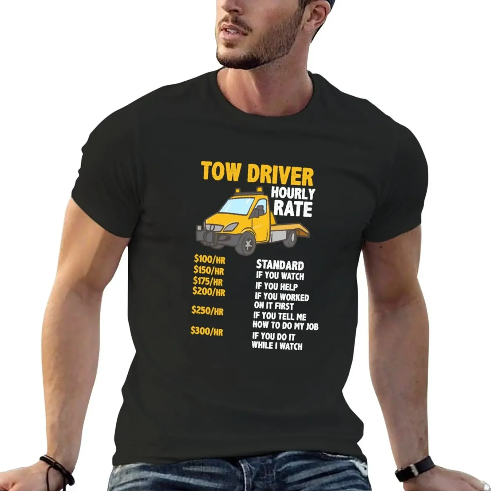 Tow Driver Tariffa Orario Tow Truck Driver T-Shirt Ragazzi Bianchi Vestiti Estetici Camicie Da Allenamento Per Uomo