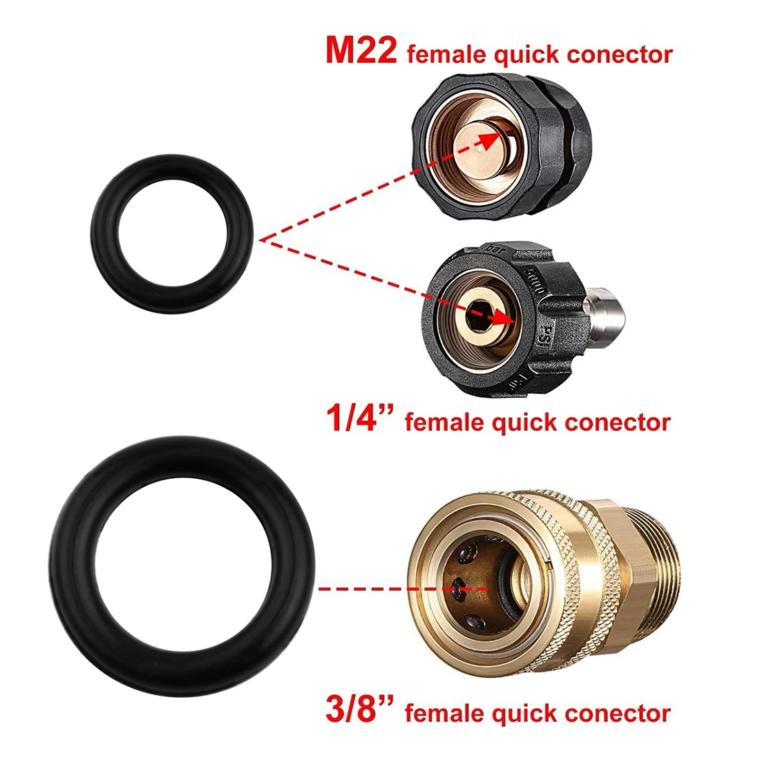 

80pcs/Set 1/4 M22+3/8 O-Rings For Pressure Washer Hose Quick Disconnect Watering & Irrigation Garden Hoses Rubber