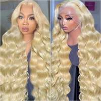 Perruque Lace Frontal Wig Body Wave brésilienne naturelle, cheveux blond miel 613 HD, 13x6, 36 pouces, densité 200, 13x4, pour femmes 1