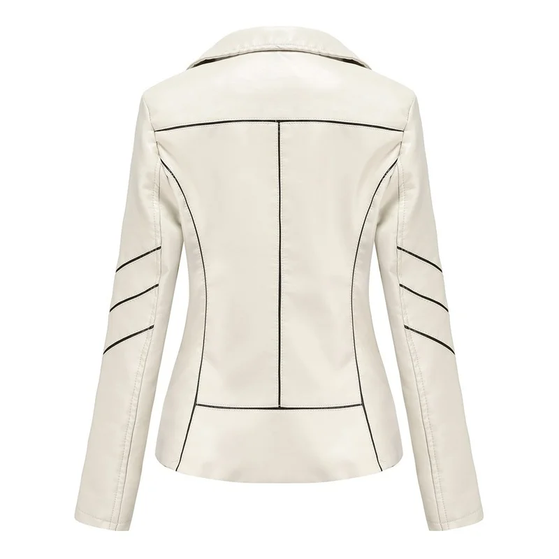 Women Black PU Zipper Motorcycle Outerwear Faux Soft Leather Jackets Coats 2022 Autumn Winter New Fashion Streetwear Trench Coat