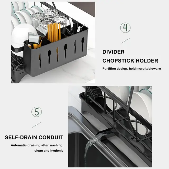 Mercado Lider Importaciones - ESCURRIDOR DE PLATOS COLGANTE Acero inoxidable,  de alta resistencia y acero inoxidable, resistente al agua y anticorrosión  en el ambiente húmedo de la cocina Bandeja para evitar que