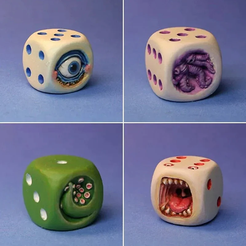 Funy Monster Face Resin Dice Set Halloween Tabletop Game Props Table Games Role