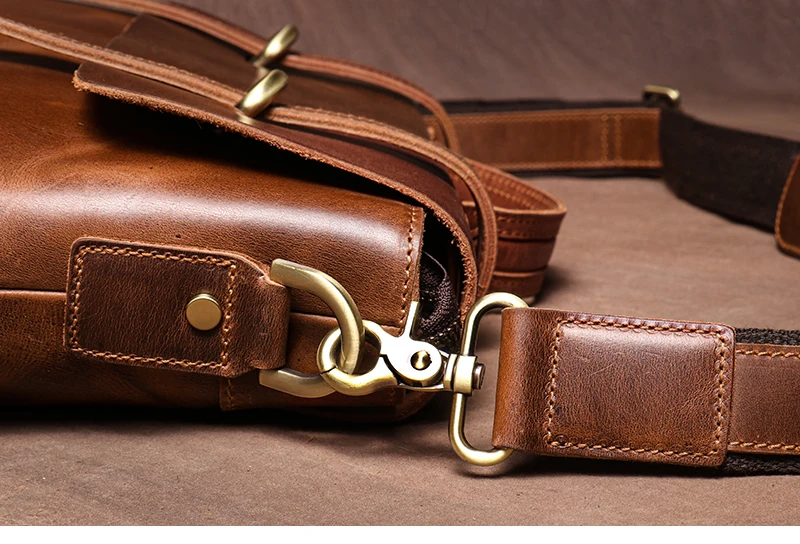 Genuine High Grade Retro Leather Briefcase Classic Men's Handbag Luxury Messenger Bag Office Computer Bags For 15 Inch Laptop