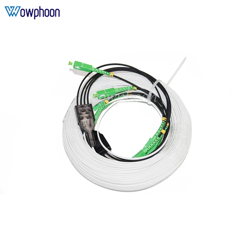 Singlemode SM Simplex FTTH Fiber Optic Jumper Cable, Steel Stengthen, 4SC/APC-4SC/APC, 2 Core customized