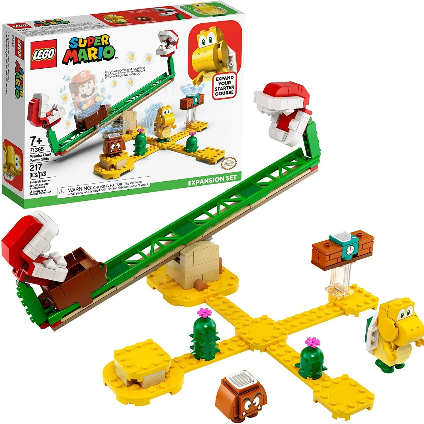 Lego Super Mario Piranha Plant Power Slide Con Mario Starter Course Playset Expansion Set 71365 Building Kit Gift (217 Pezzi)