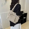 Women Corduroy Hobo Bag Large Capacity Casual Shoulder Handbag Outer Pocket Retro Satchel Bag Lightweight Versatile Shopping Bag