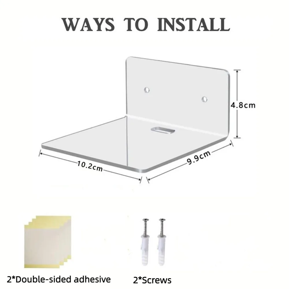 1pcs Wall Shelves  Acrylic Floating Shelves Small Clear Shelf Display Ledges Adhesive Hanging Shelves for Smart Speaker Action 6