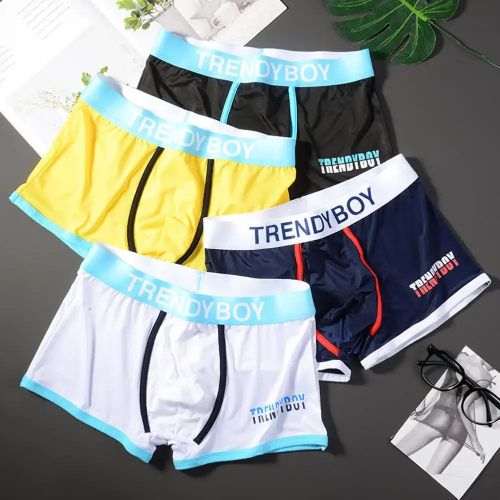 Breathable Underwear Breathable Stretchy Men's Boxers with Cooling Ice Silk Fabric U Convex Design for Comfortable Underwear
