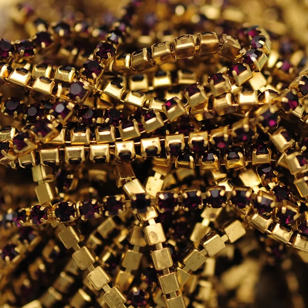 YANRUO 10 Meter Nähen Kristall Close Cup Kette Strass Gold Klaue Einstellung Zierkette DIY Schmuck Zubehör – Detail 13