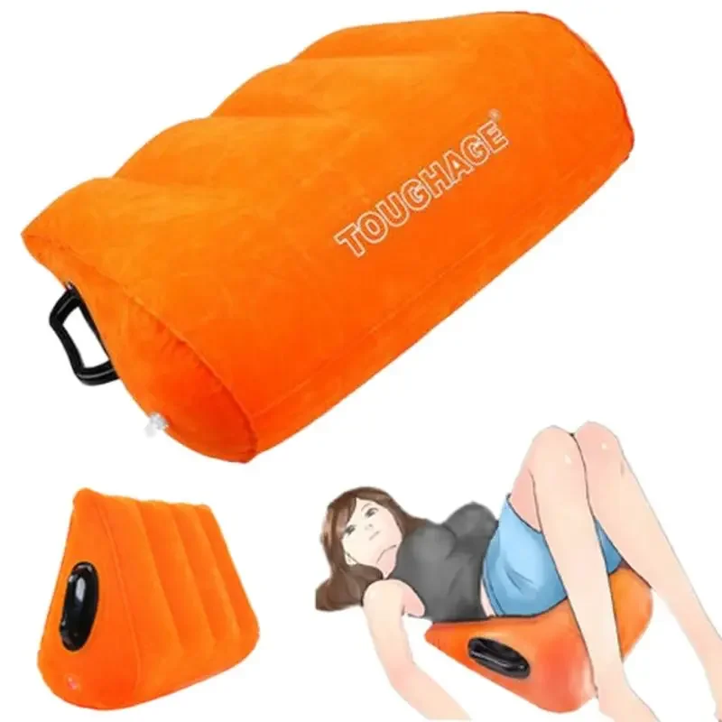 

Inflatable Love Pillow Triangle Orange Wedge Sex Aid Position Cushion Furniture Adult Game Flocking Sex Toys for Couples