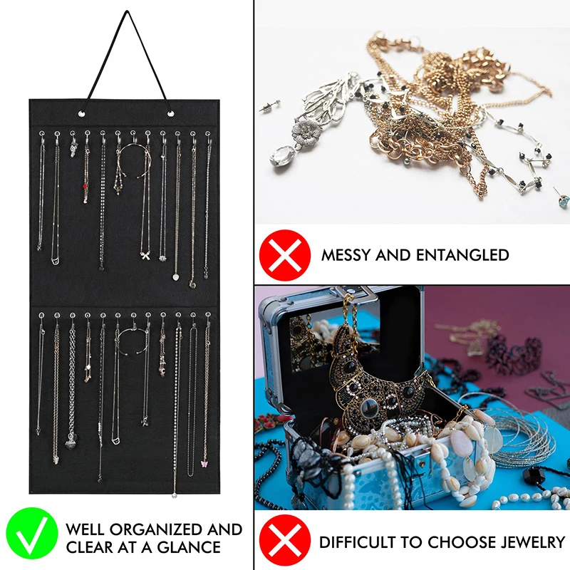 Hanging Storage Bag Jewelry Holder Necklace Bracelet Earring Ring Jewelry Display Organize Wall Door Closet Storage Jewelry Box