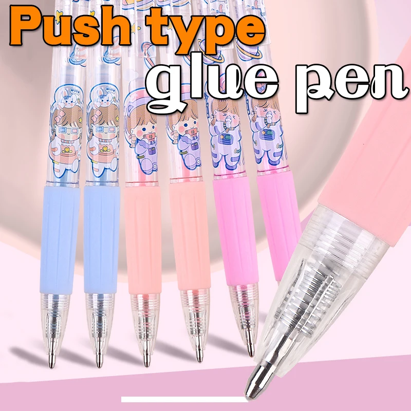 

Creative 3pcs push type Glue Stick Pen Shape Candy Color Quick-drying High Viscosity ballpoint pen student office stationery