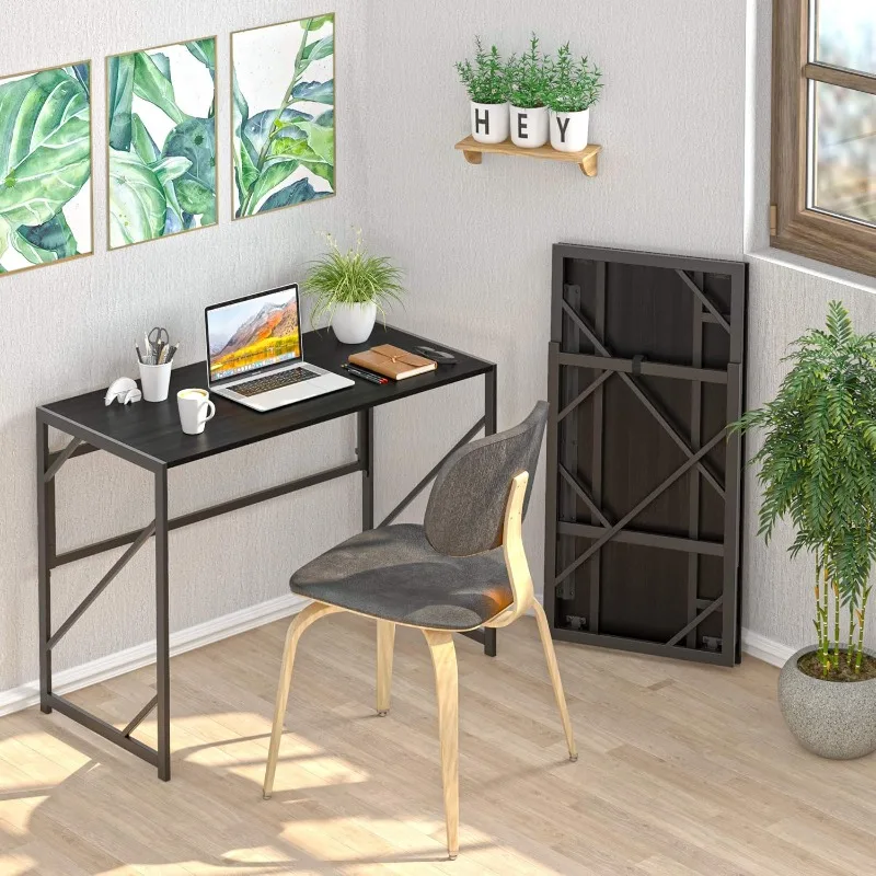 Folding Desk Writing Computer Desk for Home Office, No-Assembly Study Office Desk Foldable Table 2
