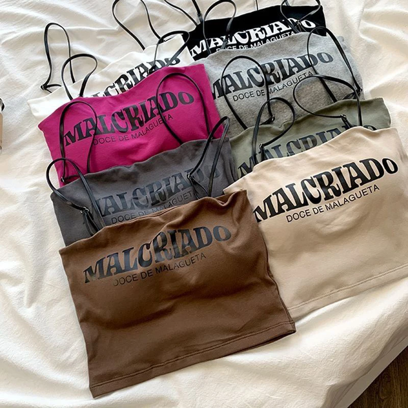 

Кроп-Топ женский без рукавов, пикантный облегающий пикантный топ с накладкой на груди, Модный повседневный Мягкий Топ с надписью, на лето